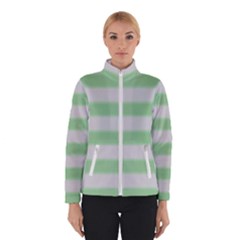 Bold Stripes Soft Green Winter Jacket by BrightVibesDesign