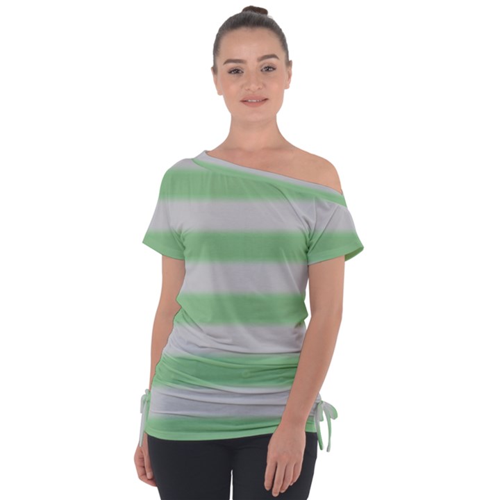 Bold Stripes Soft Green Tie-Up Tee