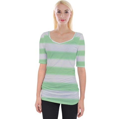 Bold Stripes Soft Green Wide Neckline Tee by BrightVibesDesign