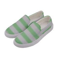 Bold Stripes Soft Green Women s Canvas Slip Ons by BrightVibesDesign