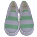 Bold Stripes Soft Green Kids  Canvas Slip Ons View1