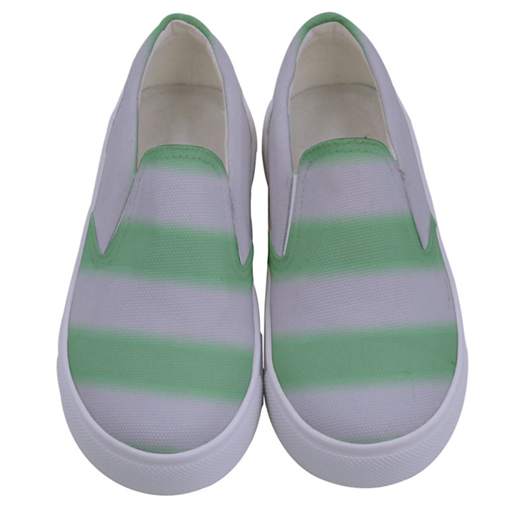 Bold Stripes Soft Green Kids  Canvas Slip Ons