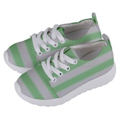 Bold Stripes Soft Green Kids  Lightweight Sports Shoes by BrightVibesDesign