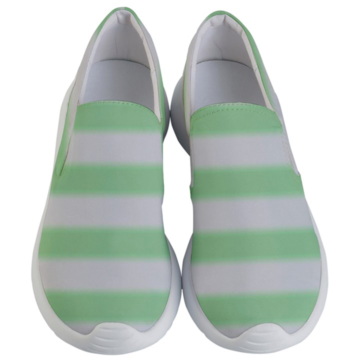 Bold Stripes Soft Green Women s Lightweight Slip Ons