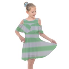 Bold Stripes Soft Green Kids  Shoulder Cutout Chiffon Dress by BrightVibesDesign