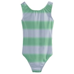 Bold Stripes Soft Green Kids  Cut-out Back One Piece Swimsuit by BrightVibesDesign