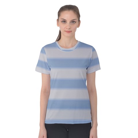 Bold Stripes Soft Blue Women s Cotton Tee by BrightVibesDesign