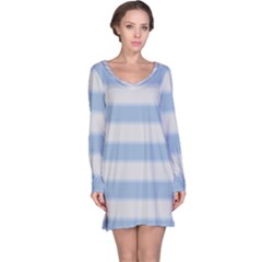 Bold Stripes Soft Blue Long Sleeve Nightdress by BrightVibesDesign