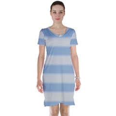 Bold Stripes Soft Blue Short Sleeve Nightdress by BrightVibesDesign