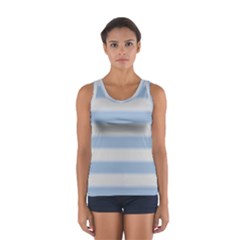 Bold Stripes Soft Blue Sport Tank Top  by BrightVibesDesign