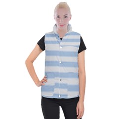 Bold Stripes Soft Blue Women s Button Up Vest by BrightVibesDesign