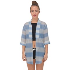 Bold Stripes Soft Blue Open Front Chiffon Kimono by BrightVibesDesign