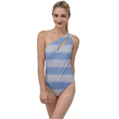 Bold Stripes Soft Blue To One Side Swimsuit by BrightVibesDesign