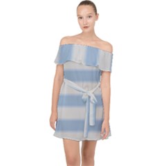 Bold Stripes Soft Blue Off Shoulder Chiffon Dress