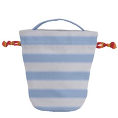 Bold Stripes Soft Blue Drawstring Bucket Bag by BrightVibesDesign