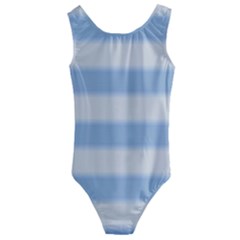 Bold Stripes Soft Blue Kids  Cut-out Back One Piece Swimsuit by BrightVibesDesign