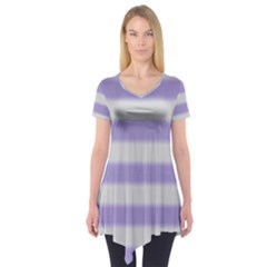 Bold Stripes Soft Purple Pattern Short Sleeve Tunic  by BrightVibesDesign