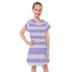 Bold Stripes Soft Purple Pattern Kids  Drop Waist Dress by BrightVibesDesign