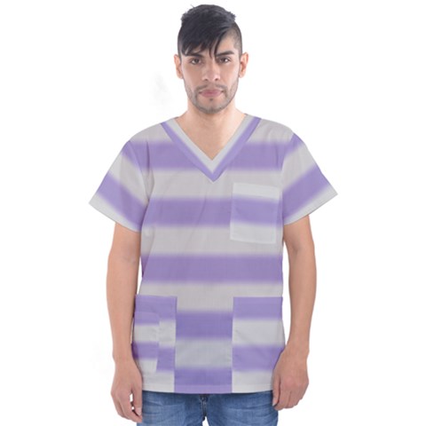 Bold Stripes Soft Purple Pattern Men s V-neck Scrub Top by BrightVibesDesign