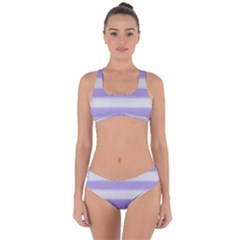 Bold Stripes Soft Purple Pattern Criss Cross Bikini Set by BrightVibesDesign