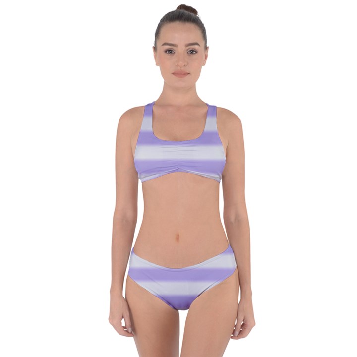 Bold Stripes Soft Purple Pattern Criss Cross Bikini Set