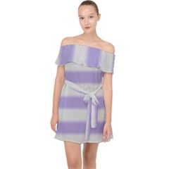 Bold Stripes Soft Purple Pattern Off Shoulder Chiffon Dress