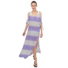 Bold Stripes Soft Purple Pattern Maxi Chiffon Cover Up Dress