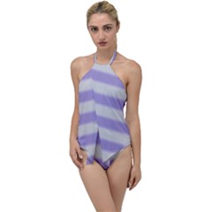 Bold Stripes Soft Purple Pattern Go With The Flow One Piece Swimsuit by BrightVibesDesign