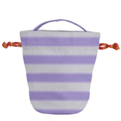 Bold Stripes Soft Purple Pattern Drawstring Bucket Bag by BrightVibesDesign