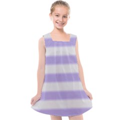 Bold Stripes Soft Purple Pattern Kids  Cross Back Dress by BrightVibesDesign