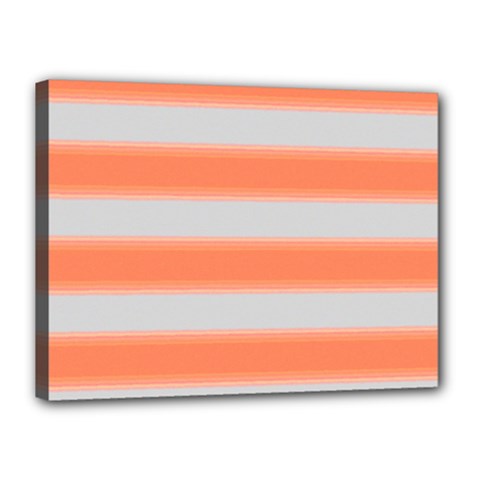 Bold Stripes Orange Pattern Canvas 16  X 12  (stretched) by BrightVibesDesign