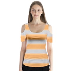 Bold Stripes Yellow Pattern Butterfly Sleeve Cutout Tee 