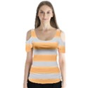 Bold Stripes Yellow pattern Butterfly Sleeve Cutout Tee  View1