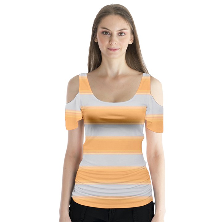 Bold Stripes Yellow pattern Butterfly Sleeve Cutout Tee 