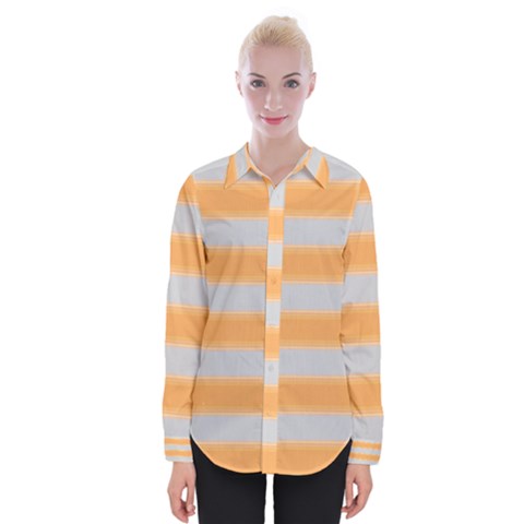 Bold Stripes Yellow Pattern Womens Long Sleeve Shirt by BrightVibesDesign