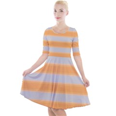 Bold Stripes Yellow Pattern Quarter Sleeve A-line Dress by BrightVibesDesign