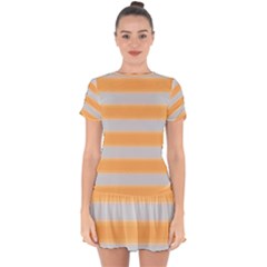 Bold Stripes Yellow Pattern Drop Hem Mini Chiffon Dress by BrightVibesDesign