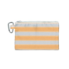 Bold Stripes Yellow Pattern Canvas Cosmetic Bag (small) by BrightVibesDesign