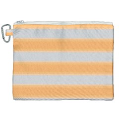 Bold Stripes Yellow Pattern Canvas Cosmetic Bag (xxl) by BrightVibesDesign