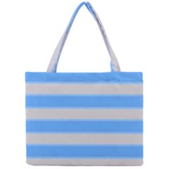 Bold Stripes Bright Blue Pattern Mini Tote Bag