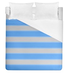 Bold Stripes Bright Blue Pattern Duvet Cover (queen Size) by BrightVibesDesign