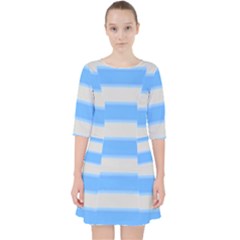 Bold Stripes Bright Blue Pattern Pocket Dress by BrightVibesDesign