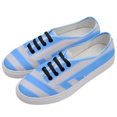 Bold Stripes Bright Blue Pattern Women s Classic Low Top Sneakers by BrightVibesDesign