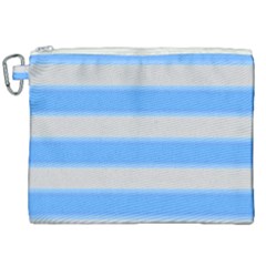 Bold Stripes Bright Blue Pattern Canvas Cosmetic Bag (xxl) by BrightVibesDesign