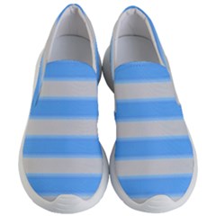 Bold Stripes Bright Blue Pattern Women s Lightweight Slip Ons by BrightVibesDesign