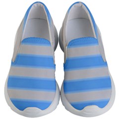 Bold Stripes Bright Blue Pattern Kid s Lightweight Slip Ons by BrightVibesDesign