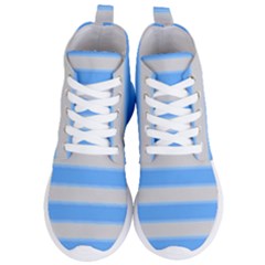 Bold Stripes Bright Blue Pattern Women s Lightweight High Top Sneakers by BrightVibesDesign