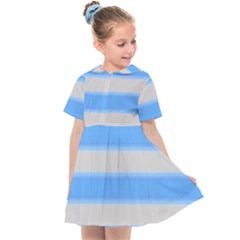 Bold Stripes Bright Blue Pattern Kids  Sailor Dress by BrightVibesDesign