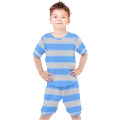 Bold Stripes Bright Blue Pattern Kid s Set by BrightVibesDesign