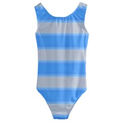 Bold Stripes Bright Blue Pattern Kids  Cut-out Back One Piece Swimsuit by BrightVibesDesign